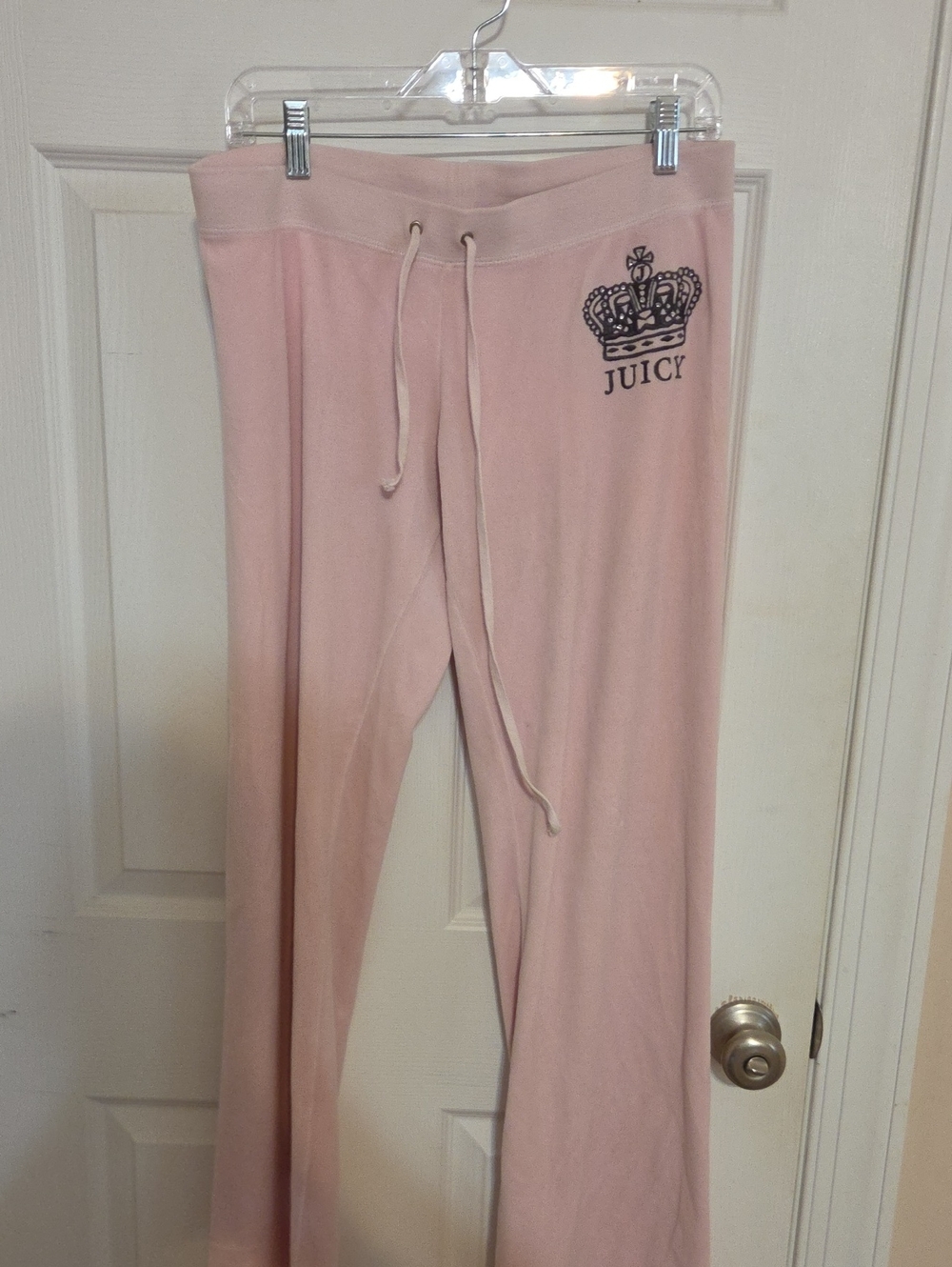 Juicy Couture Light Pink Velour Track Pants with Crown Logo Vintage Originals M